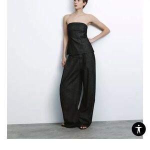 Zara Pleated Denim Pants